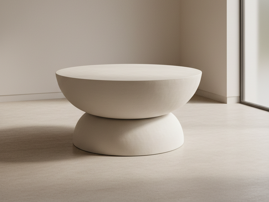 Cimentco "Sculpted Circle" Yuvarlak Mikrobeton Orta Sehpa